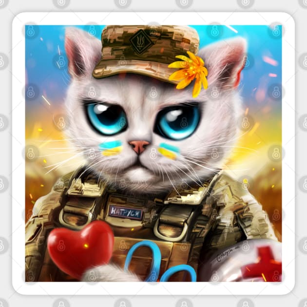 Ukrainian Army medic cat Sticker by Marysha_art